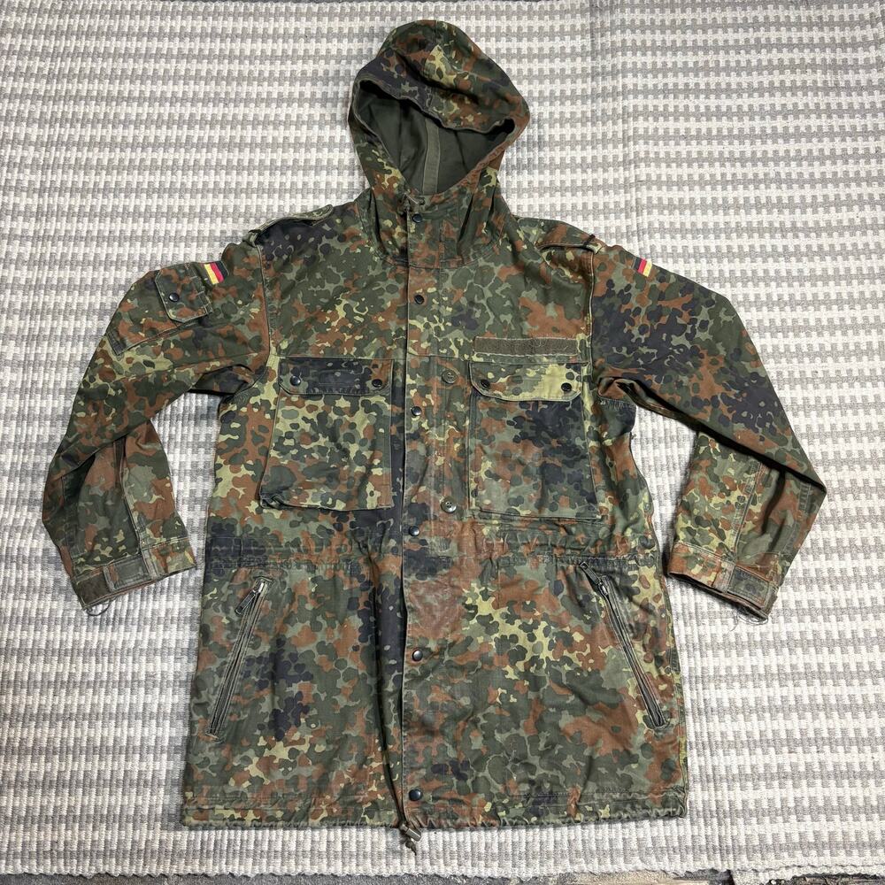 Vintage Germany Flecktarn Parka Zip Up‎ Jacket Men's M Woodland German Army